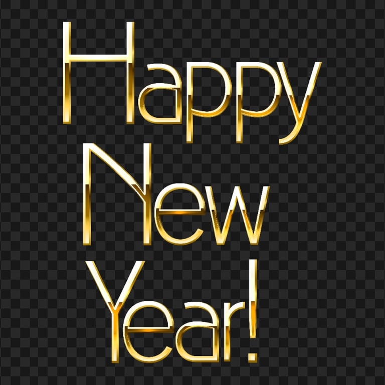 HD Gold Happy New Year Text PNG