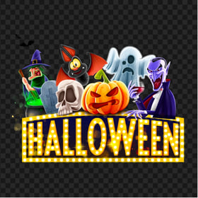 FREE Halloween Logo With Cartoon Characters PNG