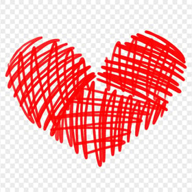 HD Red Lines Sketch Heart Love Valentines PNG