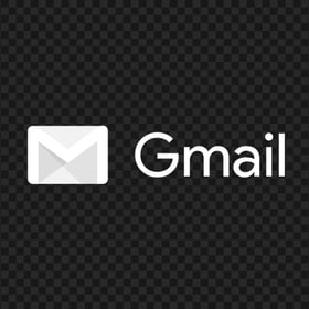 White Gmail Text Logo With Envelope Icon