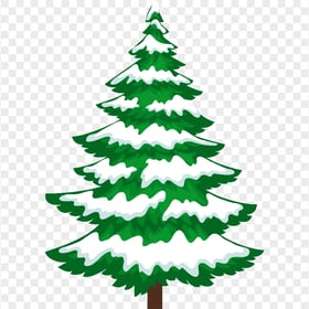 Cartoon Illustration Christmas Snowy Tree FREE PNG