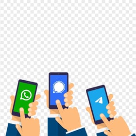 HD Signal Vs Whatsapp Vs Telegram Icons In Phones Screens PNG