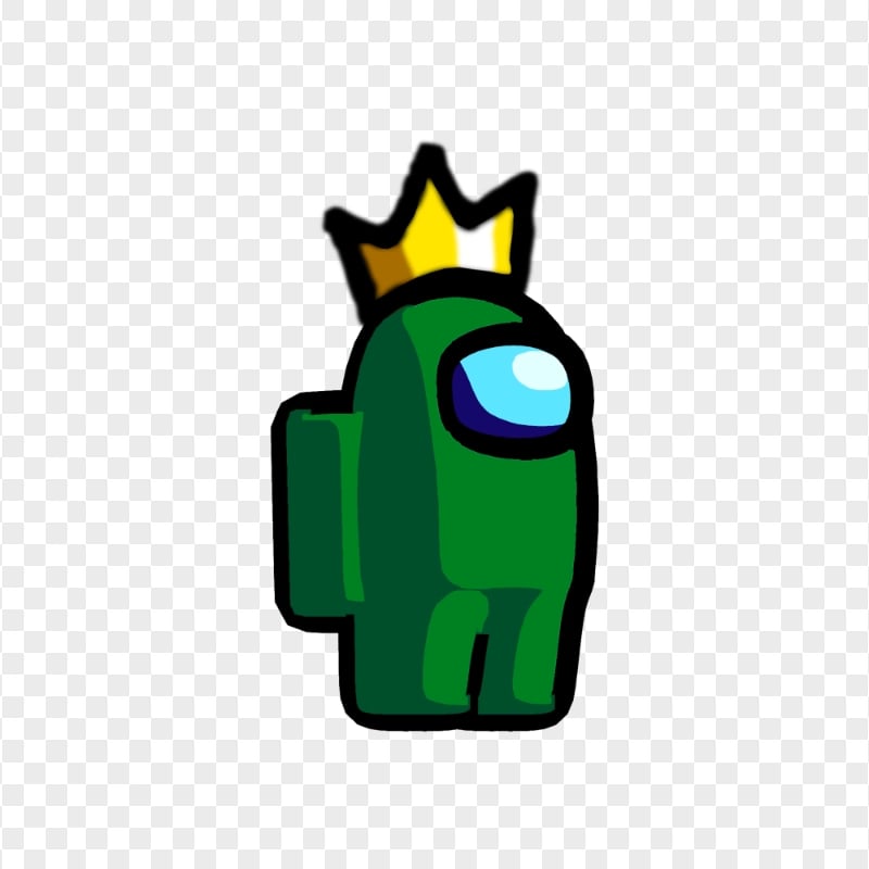 HD Green Among Us Crewmate Character With Crown Hat PNG