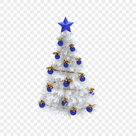 White Decorated Christmas Tree With Blue Star Topper