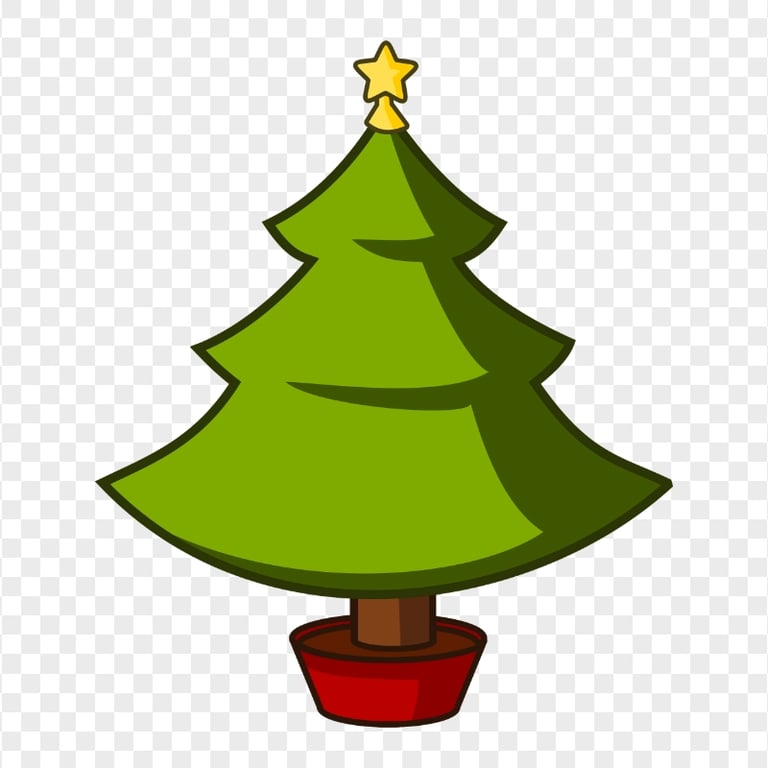 Clipart Christmas Tree Yellow Topper Star PNG