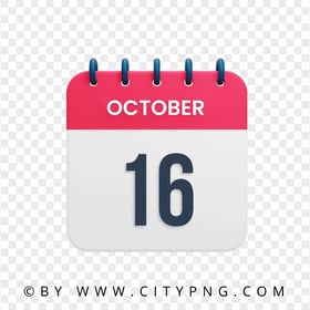 October 16th Date Icon Calendar HD Transparent Background