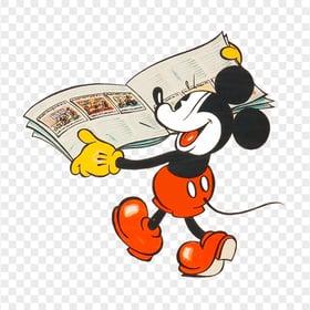 Classic Mickey Mouse Reading Newspaper PNG Image