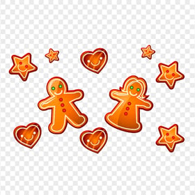 HD Gingerbread Man And Girl Cookies In Love PNG
