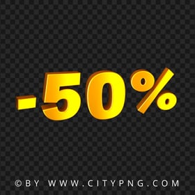 -50% Fifty Percent Discount Yellow Gradient Logo PNG