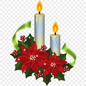 HD Christmas Decoration Candles With Red Roses PNG