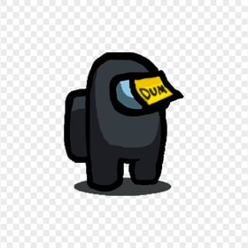 HD Among Us Black Crewmate Character With Dum Sticky Note Hat PNG