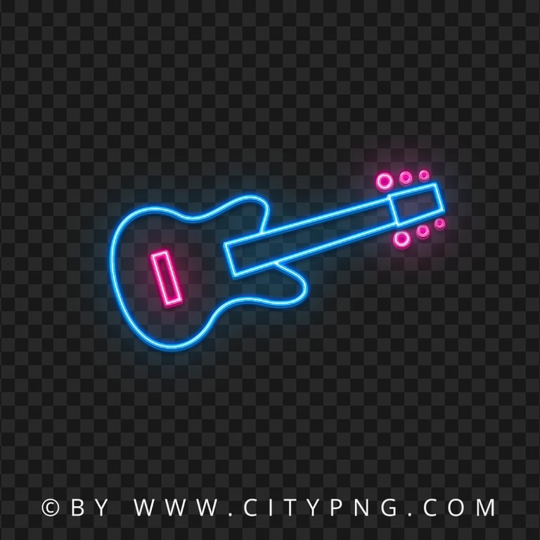 Purple & Pink Neon Light Guitar PNG Image | Citypng