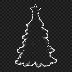 HD White Outline Decorated Christmas Tree Clipart Silhouette Shape PNG