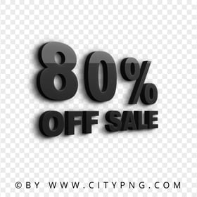 Black 3D 80 Percent OFF Sale Logo Sign HD PNG