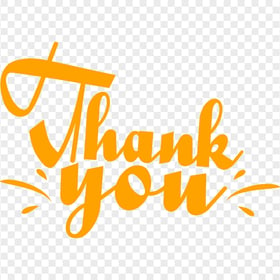 Transparent HD Thank You Orange Handwriting Text Font Word