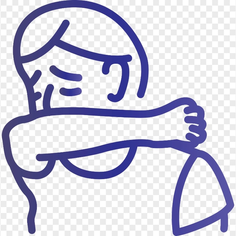 Sick Person Outline Cover Cough Elbow Vector Icon