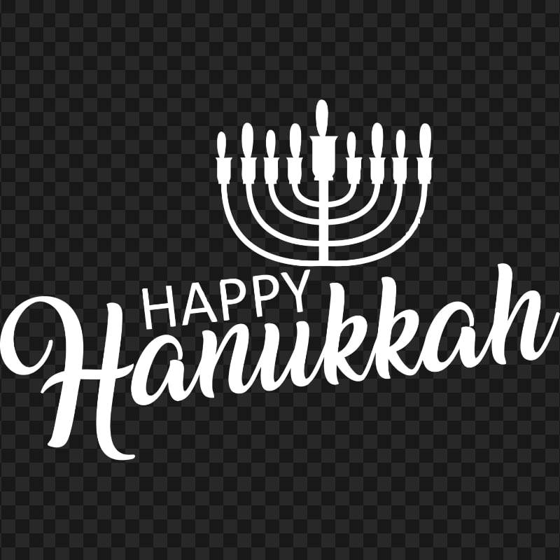 HD Happy Hanukkah Candles White Logo PNG