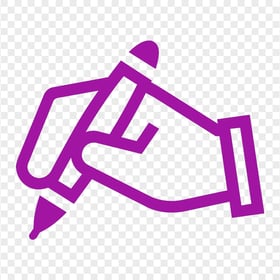 HD Purple Outline Pencil on Hand Icon PNG