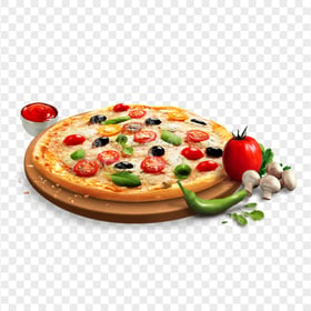 Hot Vegetarian Pizza Italian Food Image PNG