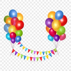 HD Bunting Pennant Balloons Celebration Illustration PNG