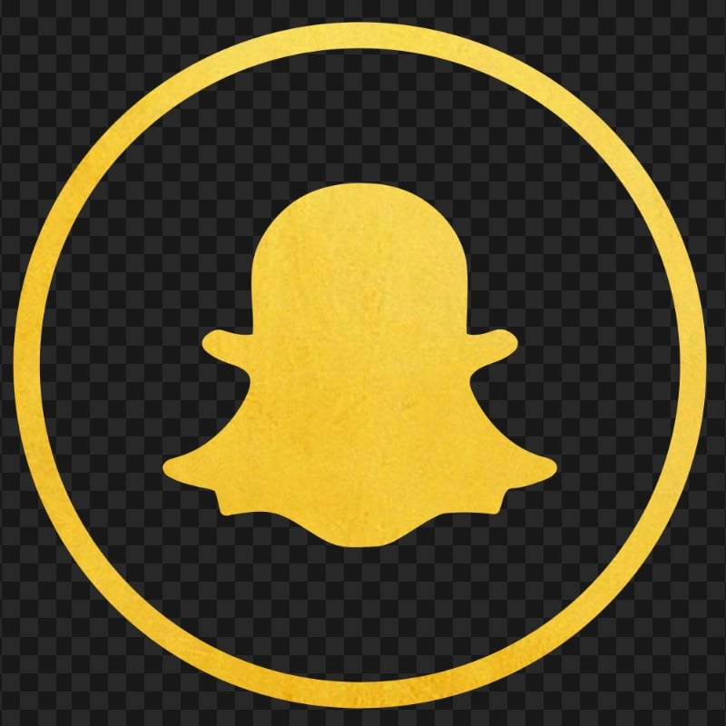 Golden Gold Round Outline Snapchat Logo Icon PNG