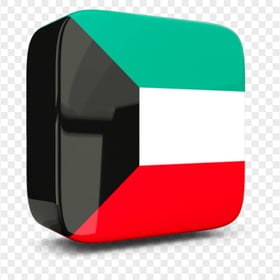 Kuwait 3D Square Flag Icon PNG