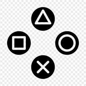 Black PlayStation Controller Joystick Buttons Icons PNG