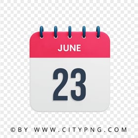 June 23th Date Red & White Calendar Icon HD PNG