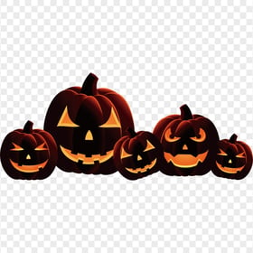 Halloween Pumpkins Group Jack O Lanterns On Floor