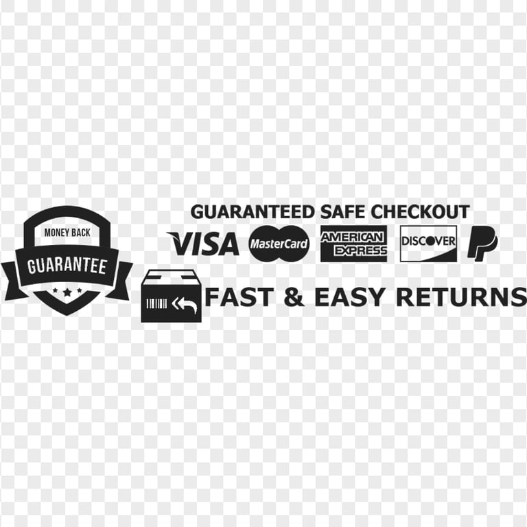 Black Guaranteed Checkout Badge Icons Shopify