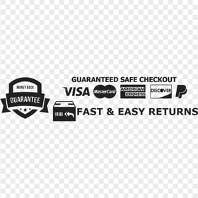 Black Guaranteed Checkout Badge Icons Shopify