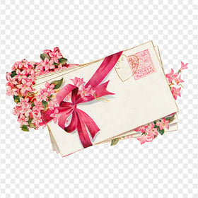 Watercolor Love Letter Envelope With Flowers HD PNG
