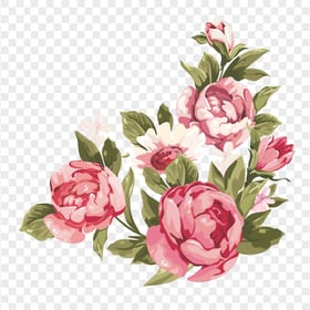 Watercolor Romantic Pink Flower Corner