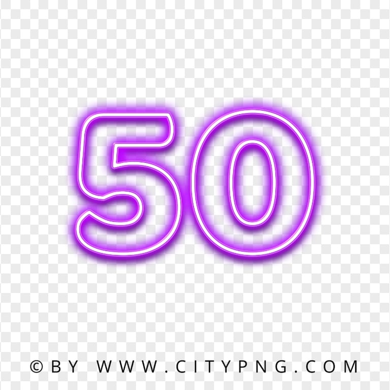 PNG 50 Text Number Purple Neon Light