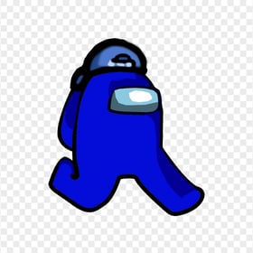 HD Blue Among Us Character Walking With Backwards Baseball Cap PNG