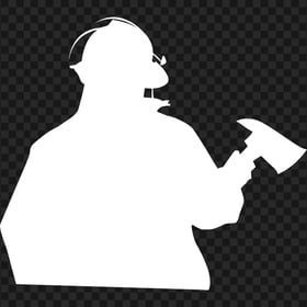 White Firefighter Fireman With Axe Silhouette PNG