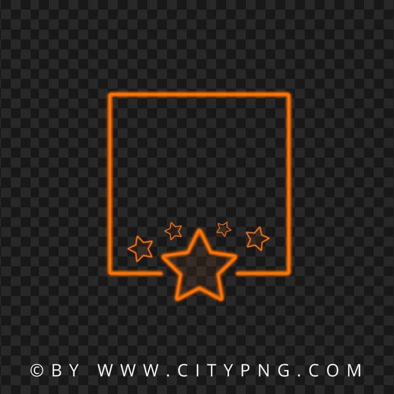 Orange Neon Frame With Stars FREE PNG