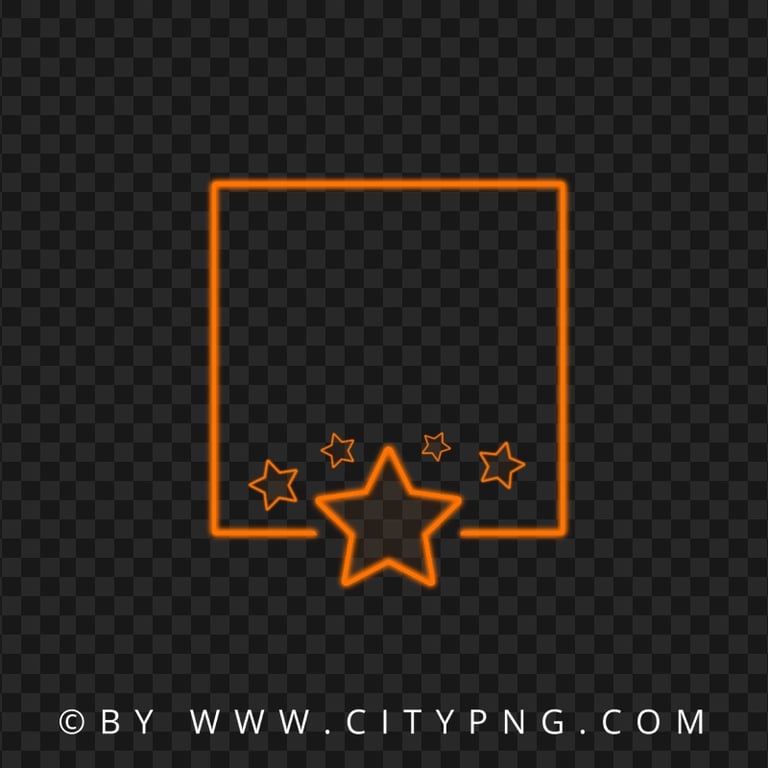 Orange Neon Frame With Stars FREE PNG