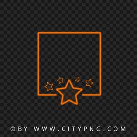 Orange Neon Frame With Stars FREE PNG