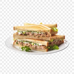 HD Vegan Seafood Sandwich on White Dish Transparent PNG