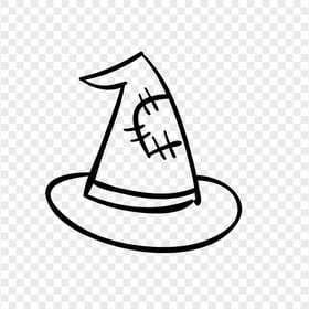 HD Black Halloween Outline Witch Hat PNG