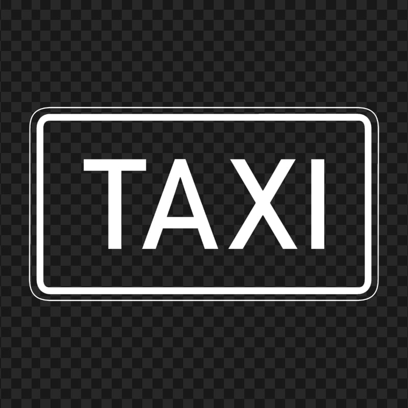 White Outline Taxi Service Transport Sign Logo