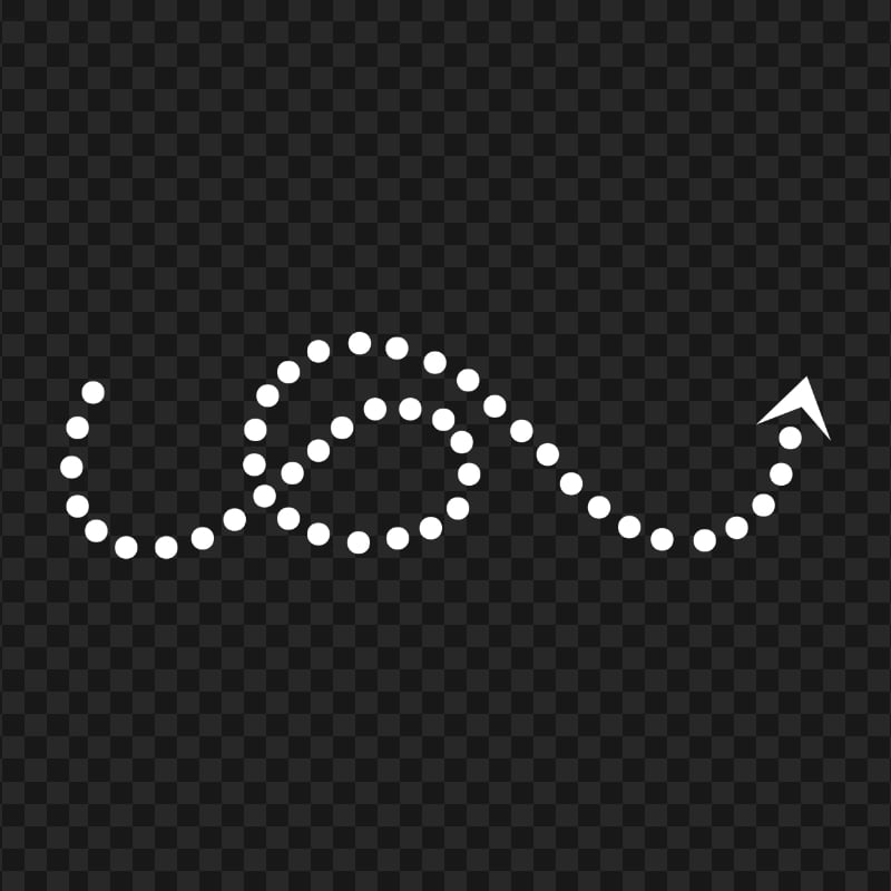 White Curved Dotted Arrow Line Art Point Up