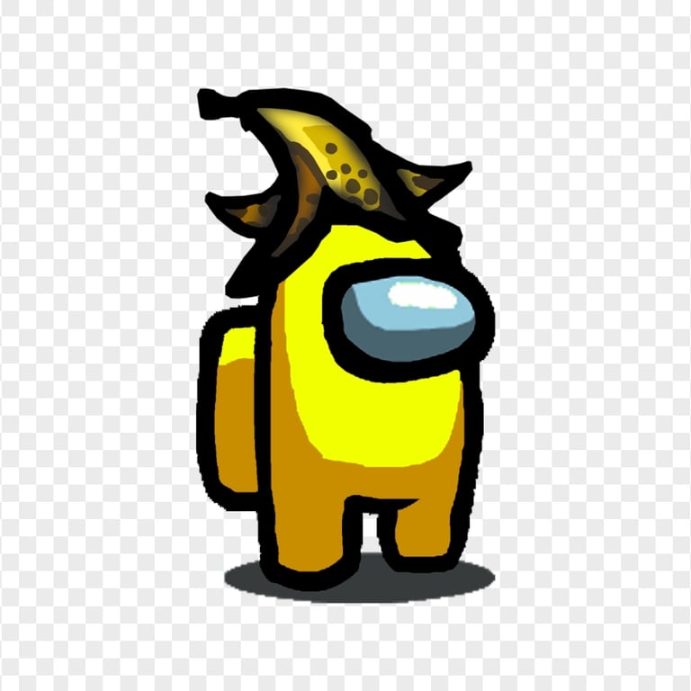 HD Yellow Among Us Character With Banana Hat PNG