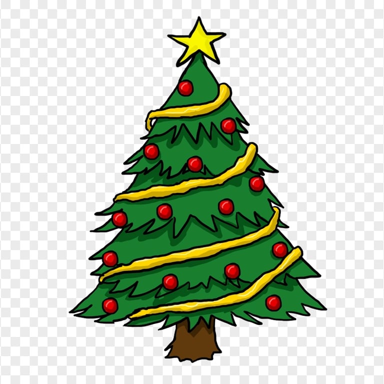 HD Simple Christmas Tree Decorated Clipart PNG