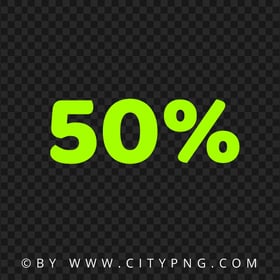 50% Percent Green Lime Text Number HD PNG