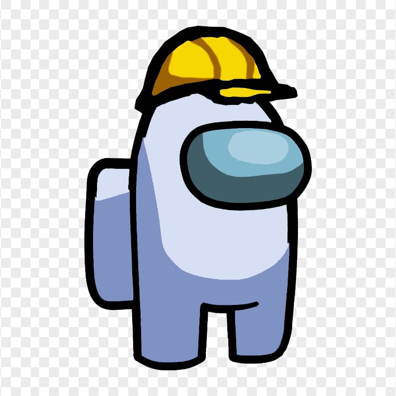 HD White Among Us Character With Hard Construction Hat PNG