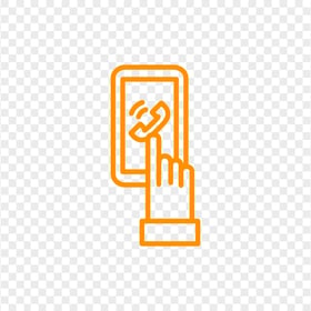 HD Orange Outline Mobile With Hand Icon Transparent PNG