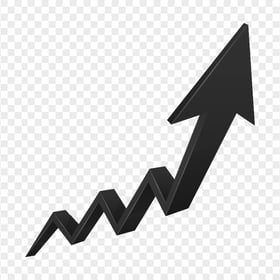 HD 3D Upward Growth Black Arrow PNG