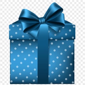 Blue Front View Gift Box With Ribbon Bow Tie HD PNG